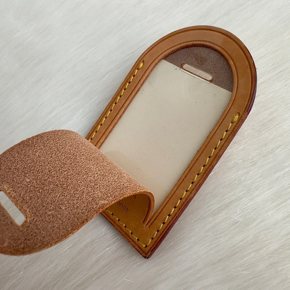 ✨Authentic LOUIS VUITTON Vachetta Leather Luggage Tag With Looping Strap Holder - Picture 8 of 16